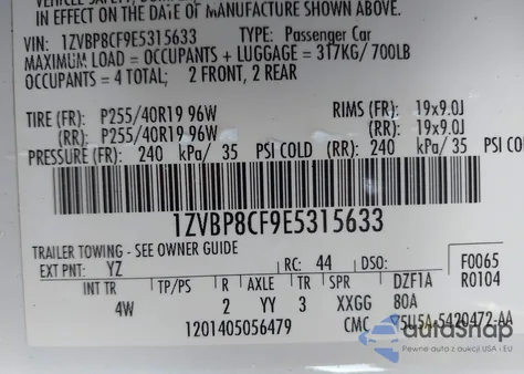 2014 Ford Mustang Gt Premium z USA, uszkodzony, nr VIN 1ZVBP8CF9E5315633